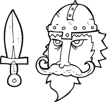 black and white cartoon viking warrior png