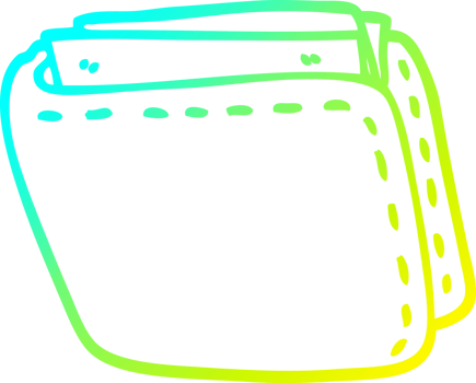 cold gradient line drawing of a cartoon old leather wallet png