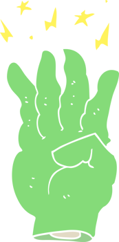 flat color style cartoon spooky magic hand png