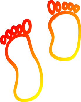 warm gradient line drawing of a cartoon foot prints png