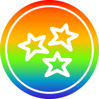 star shapes circular icon with rainbow gradient finish png