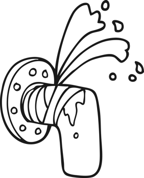 black and white cartoon leaky pipe png