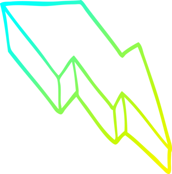 cold gradient line drawing of a cartoon decorative lightning bolt png