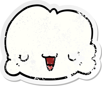 distressed sticker of a cute cartoon cloud png