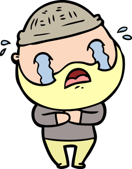 cartoon bearded man crying png