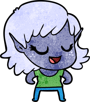 happy cartoon elf girl png