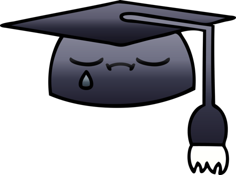gradient shaded cartoon of a graduation hat png