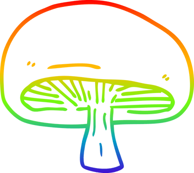 rainbow gradient line drawing of a cartoon mushroom png