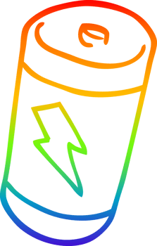 rainbow gradient line drawing of a cartoon battery png