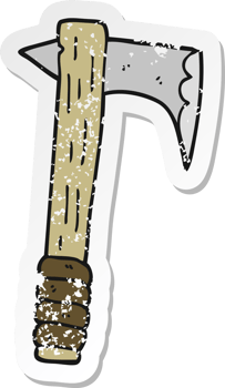 retro distressed sticker of a cartoon axe png