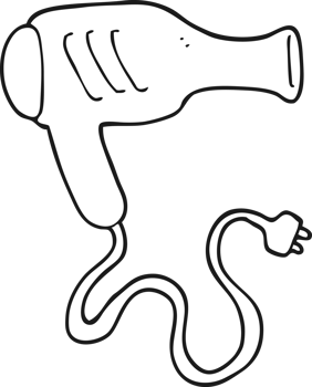 black and white cartoon hair dryer png