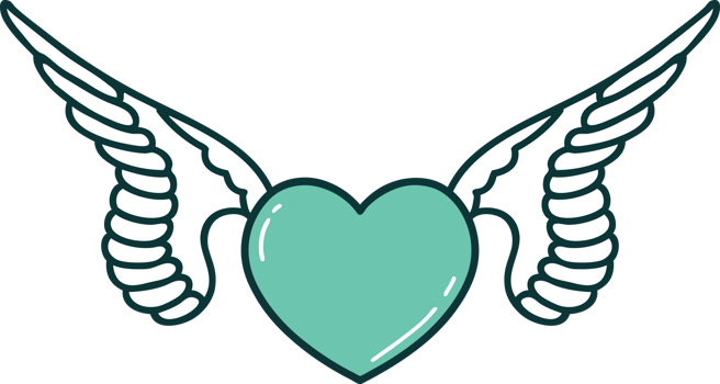 iconic tattoo style image of a heart with wings png
