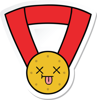 sticker of a cute cartoon gold medal png