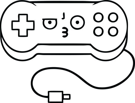 line drawing cartoon of a game controller png