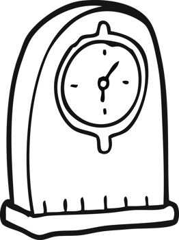 black and white cartoon old clock png