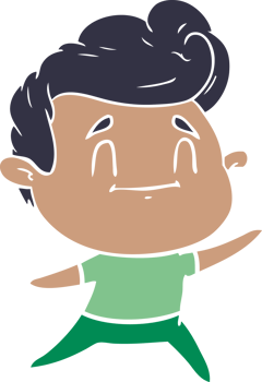 happy flat color style cartoon man png