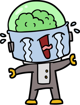 cartoon crying robot png