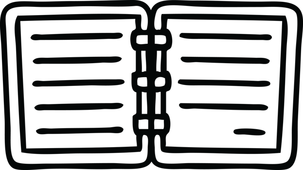 line drawing cartoon of a note book png