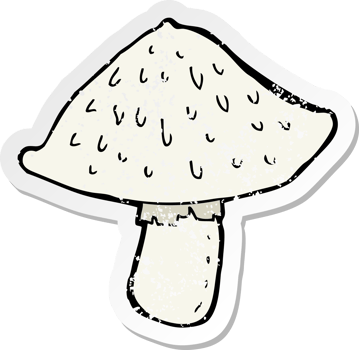 retro distressed sticker of a cartoon wild mushroom drawing png