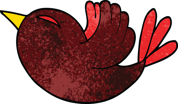 cartoon doodle red bird png