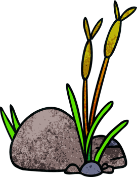hand drawn textured cartoon doodle of stone and pebbles png
