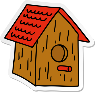hand drawn sticker cartoon doodle of a wooden bird house png