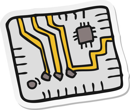 sticker of a cartoon computer circuitboard png