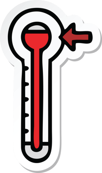 sticker of a cute cartoon hot thermometer png