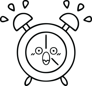 line drawing cartoon of a alarm clock png
