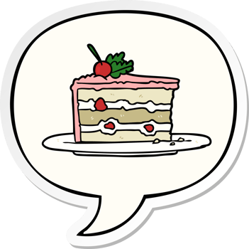 cartoon tasty dessertcake and speech bubble sticker png