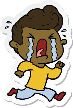sticker of a cartoon crying man png