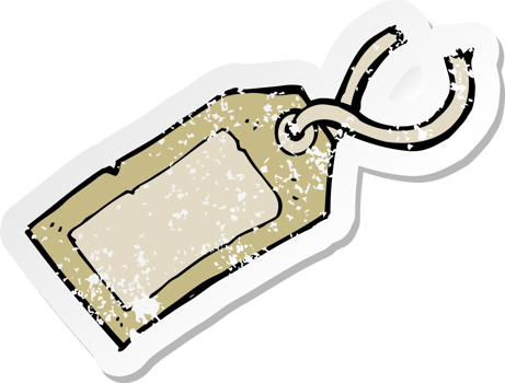 retro distressed sticker of a cartoon luggage tag png