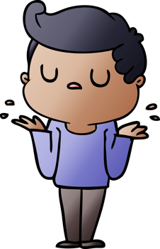 cartoon aloof man shrugging shoulders png