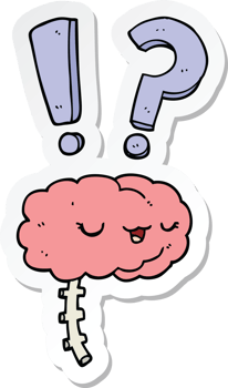 sticker of a cartoon curious brain png