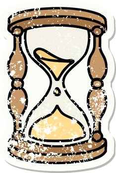 distressed sticker tattoo in traditional style of an hour glass png