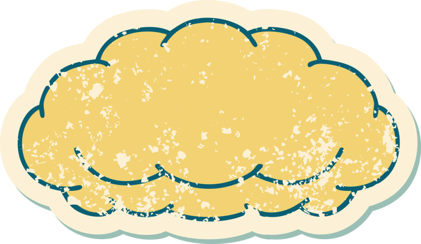 iconic distressed sticker tattoo style image of a grey cloud png