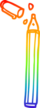 rainbow gradient line drawing of a cartoon office pen png