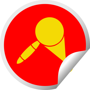 circular peeling sticker cartoon of a magnifying glass png