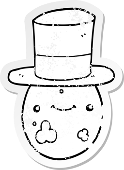 distressed sticker of a cartoon posh egg png