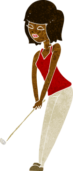 cartoon woman playing golf png