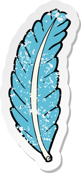 retro distressed sticker of a cartoon feather png