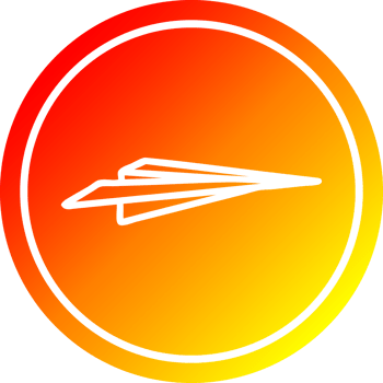 paper plane circular icon with warm gradient finish png