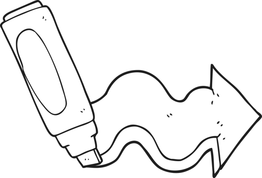 black and white cartoon marker pen drawing arrow png