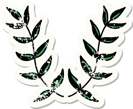 distressed sticker tattoo in traditional style of a laurel png