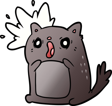 cartoon shocked cat amazed png
