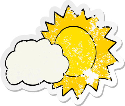 distressed sticker of a cartoon weather png