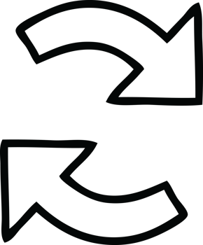 line drawing cartoon of a recycling arrows png