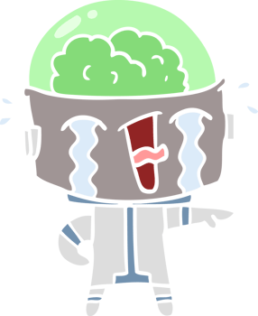 flat color style cartoon crying robot png