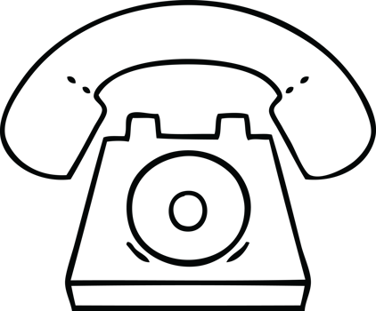line drawing cartoon of a red telephone png
