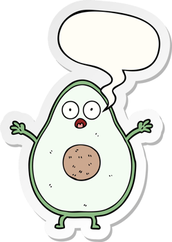 cartoon avocado with speech bubble sticker png